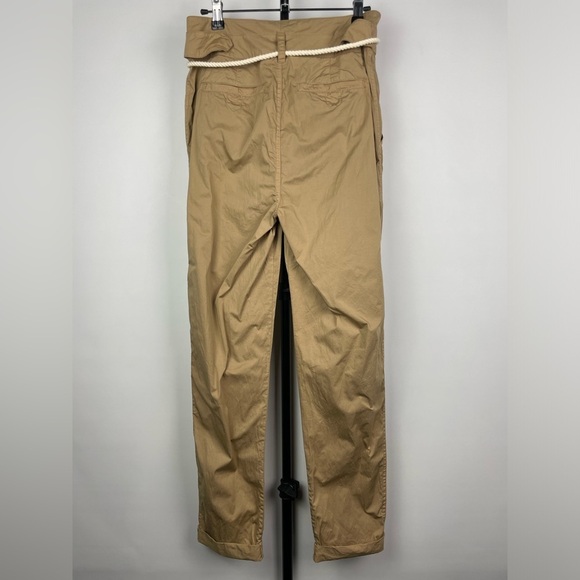 Frame Tan Khaki Nautical Casual Pleated Cropped Chino Pants - Picture 5 of 9